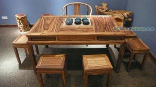 經(jīng)典傳承，品味生活 烏金大斑馬原木仿明清復(fù)古休閑茶桌六件套